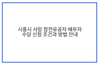 시흥시 사망 참전유공자 배우자 수당 신청 조건과 방법 안내