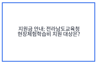 지원금 안내: 전라남도교육청 현장체험학습비 지원 대상은?