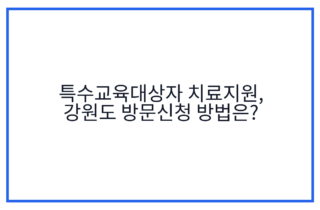 특수교육대상자 치료지원, 강원도 방문신청 방법은?