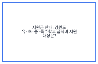 지원금 안내: 강원도 유·초·중·특수학교 급식비 지원 대상은?