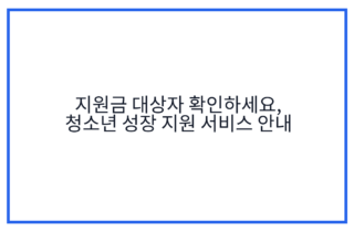 지원금 대상자 확인하세요, 청소년 성장 지원 서비스 안내