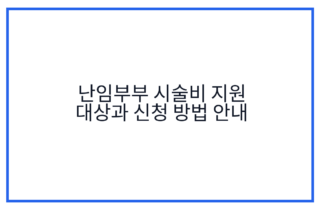 난임부부 시술비 지원 대상과 신청 방법 안내