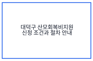 대덕구 산모회복비지원 신청 조건과 절차 안내