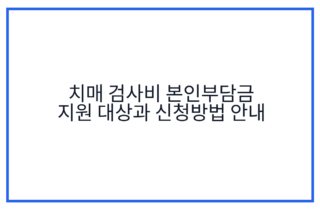 치매 검사비 본인부담금 지원 대상과 신청방법 안내