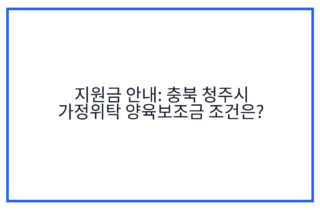 지원금 안내: 충북 청주시 가정위탁 양육보조금 조건은?