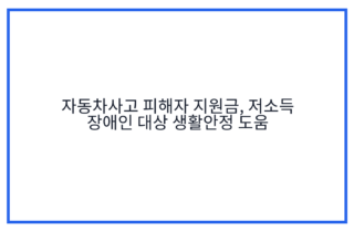 자동차사고 피해자 지원금, 저소득 장애인 대상 생활안정 도움