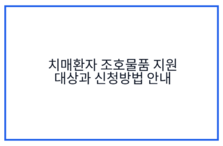 치매환자 조호물품 지원 대상과 신청방법 안내