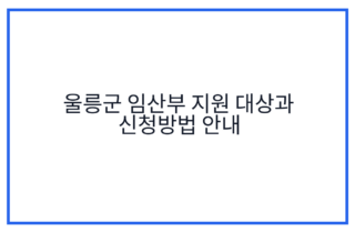 울릉군 임산부 지원 대상과 신청방법 안내