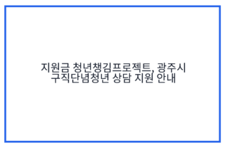 지원금 청년챙김프로젝트, 광주시 구직단념청년 상담 지원 안내