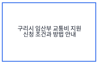 구리시 임산부 교통비 지원 신청 조건과 방법 안내
