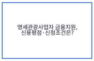 영세관광사업자 금융지원, 신용평점·신청조건은?