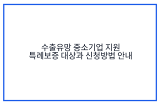 수출유망 중소기업 지원 특례보증 대상과 신청방법 안내