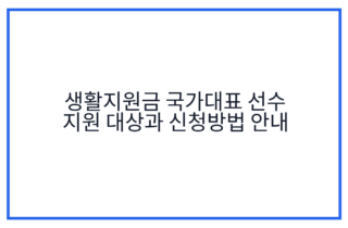 생활지원금 국가대표 선수 지원 대상과 신청방법 안내