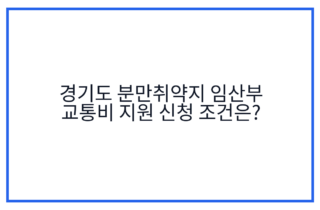 경기도 분만취약지 임산부 교통비 지원 신청 조건은?
