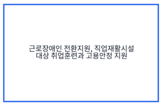 근로장애인 전환지원, 직업재활시설 대상 취업훈련과 고용안정 지원