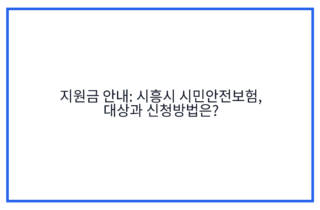 지원금 안내: 시흥시 시민안전보험, 대상과 신청방법은?