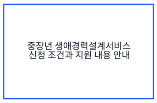 중장년 생애경력설계서비스 신청 조건과 지원 내용 안내