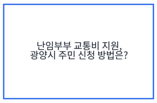 난임부부 교통비 지원, 광양시 주민 신청 방법은?