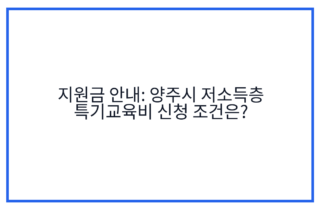 지원금 안내: 양주시 저소득층 특기교육비 신청 조건은?