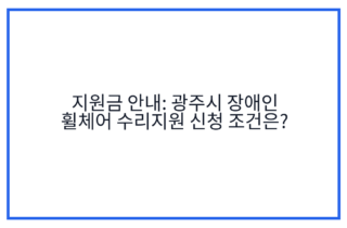 지원금 안내: 광주시 장애인 휠체어 수리지원 신청 조건은?