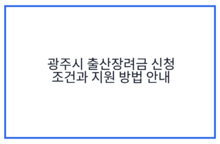 광주시 출산장려금 신청 조건과 지원 방법 안내