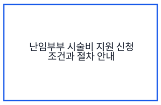 난임부부 시술비 지원 신청 조건과 절차 안내