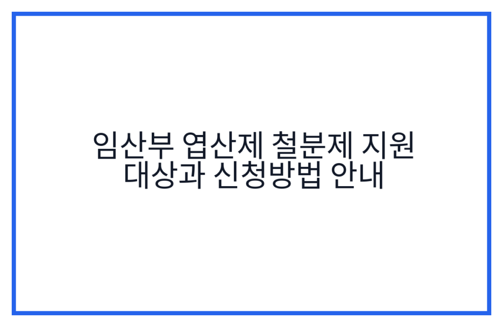 임산부 엽산제 철분제 지원 대상과 신청방법 안내