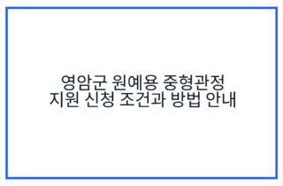 영암군 원예용 중형관정 지원 신청 조건과 방법 안내
