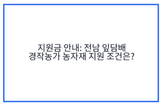 지원금 안내: 전남 잎담배 경작농가 농자재 지원 조건은?