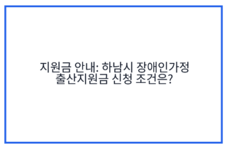 지원금 안내: 하남시 장애인가정 출산지원금 신청 조건은?