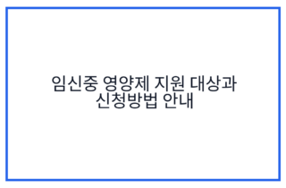 임신중 영양제 지원 대상과 신청방법 안내