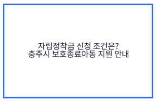 자립정착금 신청 조건은? 충주시 보호종료아동 지원 안내