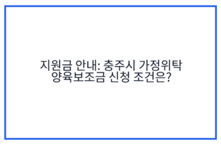 지원금 안내: 충주시 가정위탁 양육보조금 신청 조건은?