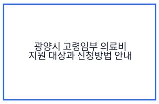 광양시 고령임부 의료비 지원 대상과 신청방법 안내