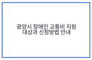 광양시 장애인 교통비 지원 대상과 신청방법 안내