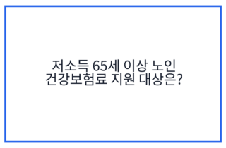 저소득 65세 이상 노인 건강보험료 지원 대상은?