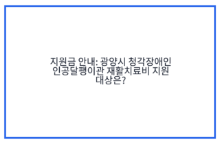 지원금 안내: 광양시 청각장애인 인공달팽이관 재활치료비 지원 대상은?