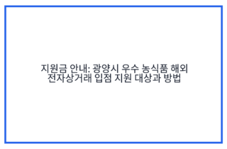 지원금 안내: 광양시 우수 농식품 해외 전자상거래 입점 지원 대상과 방법