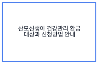 산모신생아 건강관리 환급 대상과 신청방법 안내