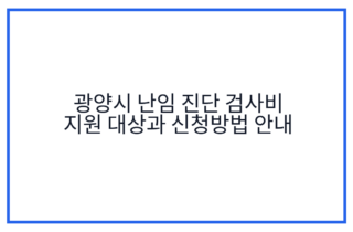 광양시 난임 진단 검사비 지원 대상과 신청방법 안내