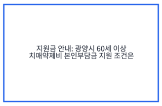 지원금 안내: 광양시 60세 이상 치매약제비 본인부담금 지원 조건은
