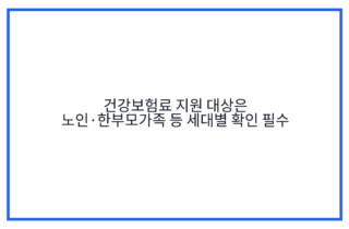 건강보험료 지원 대상은 노인·한부모가족 등 세대별 확인 필수