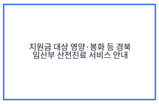 지원금 대상 영양·봉화 등 경북 임산부 산전진료 서비스 안내
