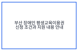 부산 장애인 평생교육이용권 신청 조건과 지원 내용 안내