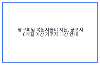 영구피임 복원시술비 지원, 군포시 6개월 이상 거주자 대상 안내
