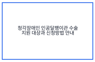 청각장애인 인공달팽이관 수술 지원 대상과 신청방법 안내