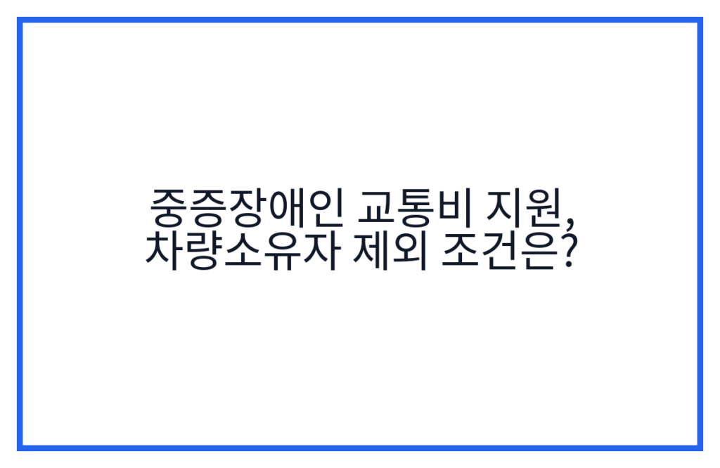 중증장애인 교통비 지원, 차량소유자 제외 조건은?
