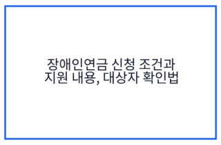 장애인연금 신청 조건과 지원 내용, 대상자 확인법