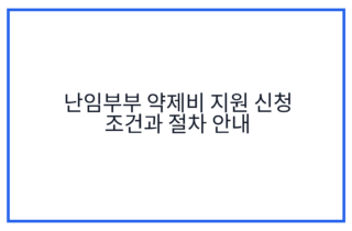 난임부부 약제비 지원 신청 조건과 절차 안내