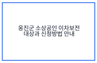 옹진군 소상공인 이차보전 대상과 신청방법 안내